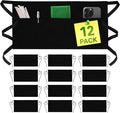 GREEN LIFESTYLE Server Aprons with 3 Pockets - Waist Apron, Waitress Apron for Women and Man, Water Resistant with Long Waist Strap Reinforced Seams, Half Apron (12 Pack - Black)