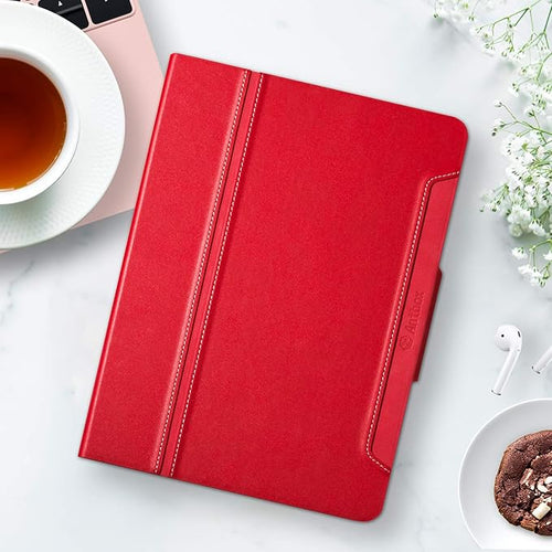 Antbox for iPad Pro 13 Inch Case M5 2025/M4 2024, Built-in Pencil Holder, Supports Pencil Pro/(USB-C), Auto Sleep/Wake, PU Leather (Red)