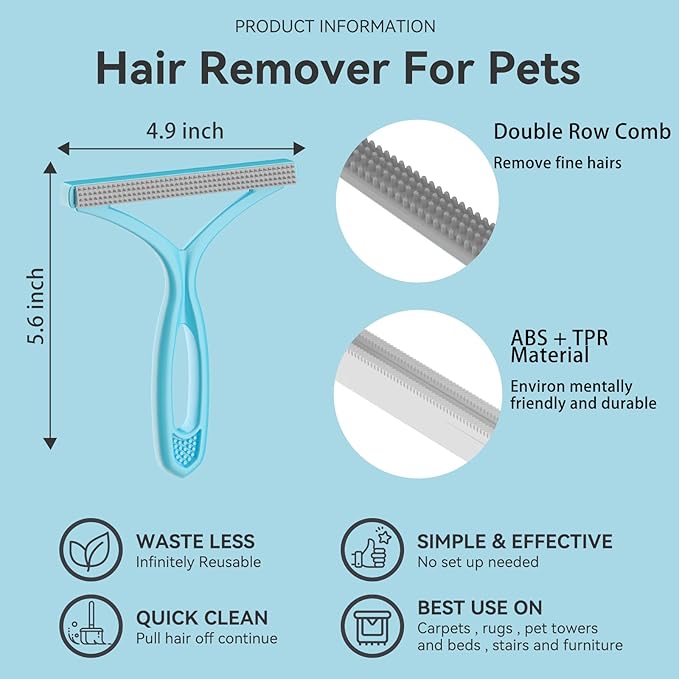 SOCCSO Carpet Rake for Pet Hair Removal (3 Pack),Dog Cat Fur Remover Rubber Broom,Carpet Rake - 60" Long Handle Lint Shaver Cleaner Tools,Scraper Brush for Carpet,Rug,Car Mat,Couch,Pet Bed,Furniture