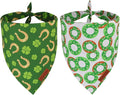 PTDECOR St. Patrick's Day Dog Bandana, Irish Reversible Pet Scarf, Premium Durable Fabric, Green Shamrock Donuts Pet Bandanas for Small Dogs Pets (Small)