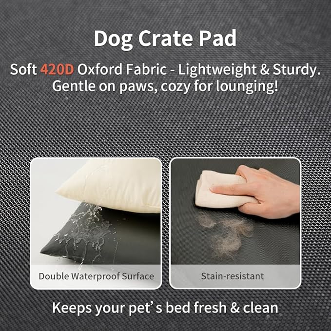 SOMAHE Cat Bed for Cats Crate Oxford Puppy Crate Pad Waterproof Pet Beds Outdoor Cage Mat Easy Rinse Black 24×18×3 Inch