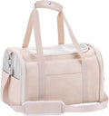 Lasaviin Fashion Leather Dog Carrier Cat Carrier Airline Approved Pet Carrier for Small Medium Dogs Cats Under 15Lbs, Collapsible Soft Sided Travel Puppy Carrier White