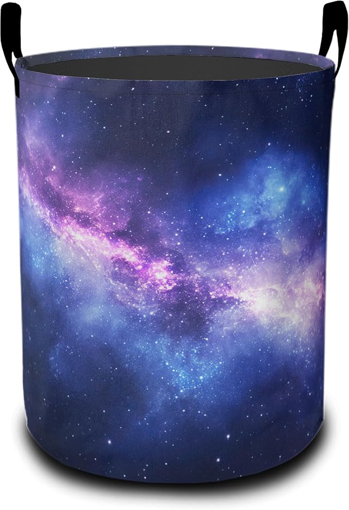 Laundry Basket,Psychedelic Starry Sky Large Canvas Fabric Lightweight Storage Hamper Organizer Dirty Clothes Collapsible Waterproof for College Dorms,Bathroom
