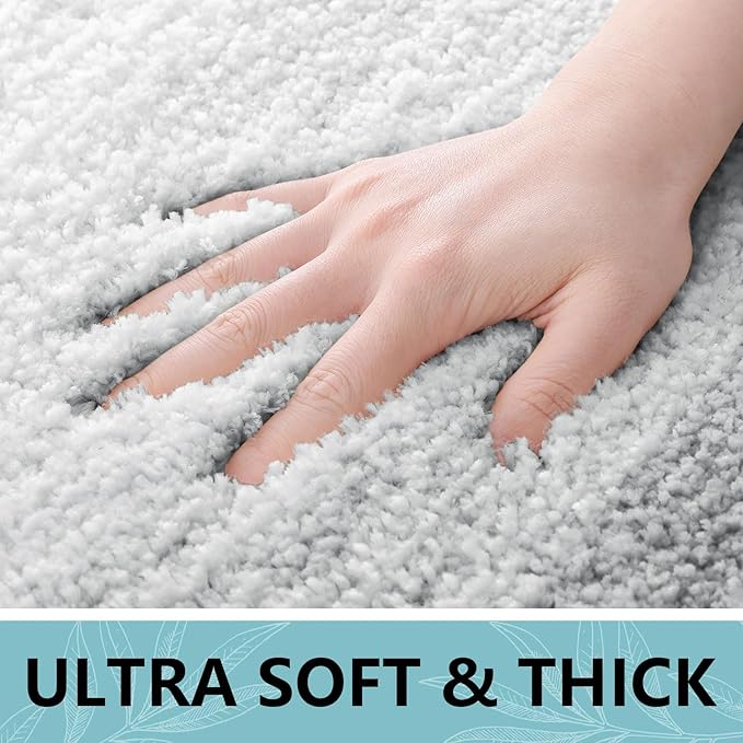 Arotive Microfiber Bathroom Rugs, Shaggy Soft and Absorbent Bath Rug, Non-Slip, Thick Plush Machine Washable Dry Bath Mats for Bathroom, Tub and Shower, 59x17, Light Grey, Rectangular