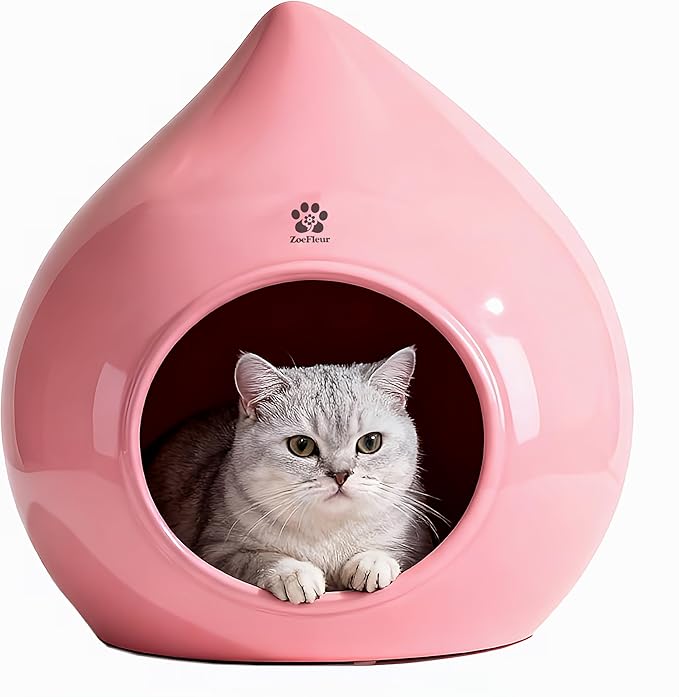 ZoeFleur Peach-Shaped & Pet Bed - Pet-Safe Rounded Eco-Resin Design, Space-Saving Home Ornaments(A-Pink)