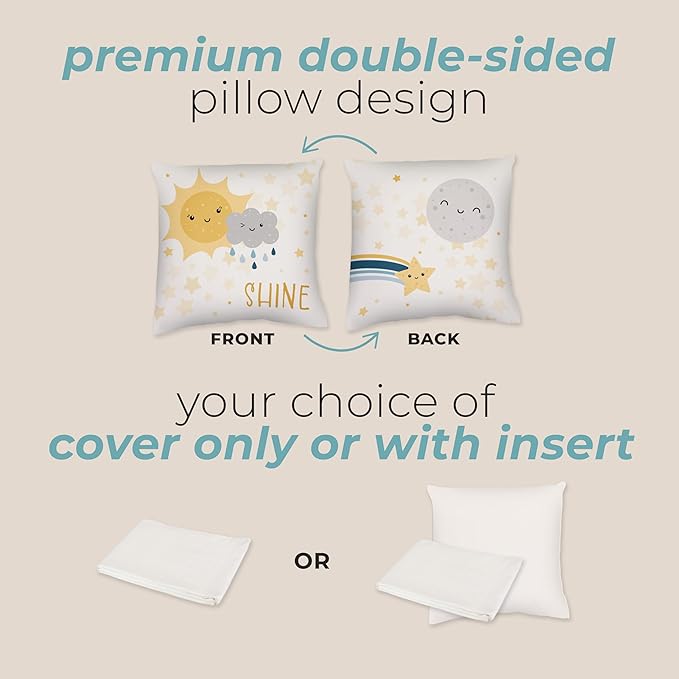 Kids Weather Throw Pillow - 20" x 20" - Double-Sided Printing - Includes Insert - Kids Bedroom Accent Pillow - Nursery Decor - Printed in USA