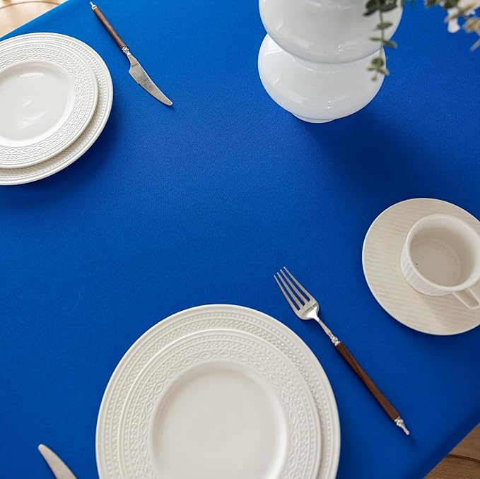 Rectangle Stain and Wrinkle Resistant Washable Polyester Table Cloth, Decorative Fabric Table Cover for Dining Kitchen Tables, Parties and Camping, 54 x 108 Inch,4 Pack,Blue