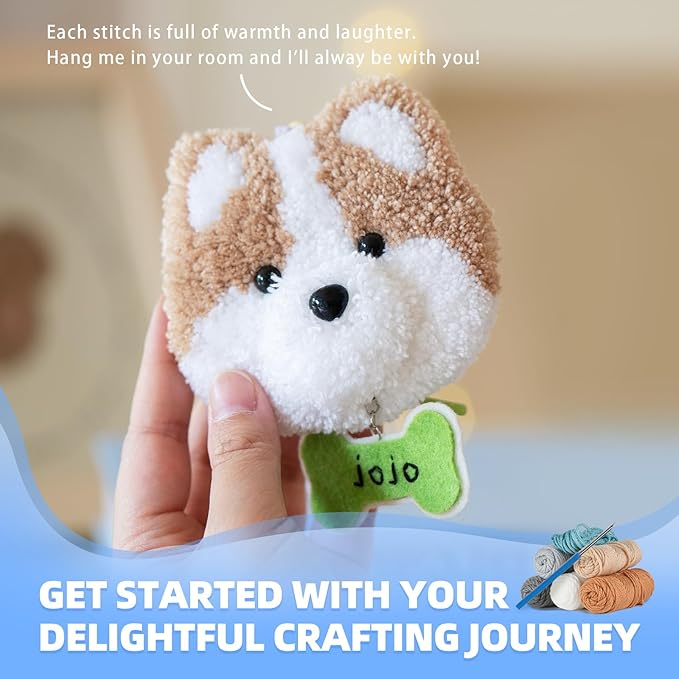 MOREJMTT Punch Needle kit-4 Embroidery kit for Beginners,Punch Needle Kits Adults Beginner,Needles, Curved Scissors, a Tool Storage Box, Easy-to-Follow Instructions, and Tutorial Videos-（4 Dog ）