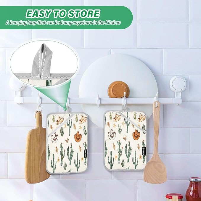Pot Holders Set of 2 Cactus Hot Pads for Kitchen Heat Resistant Potholders Sets for Kitchen and Baking 7x9.8in