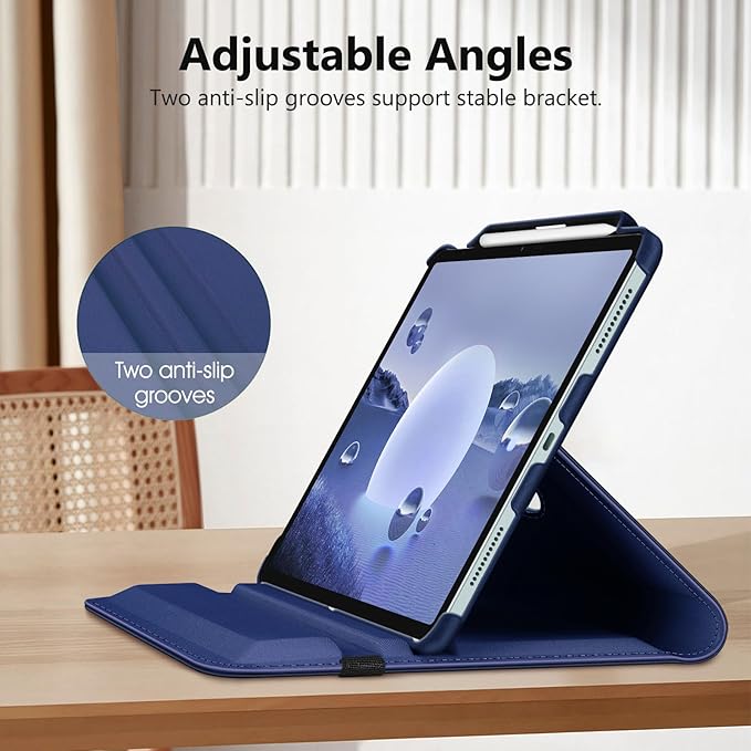 Fintie Rotating Case for iPad Air 13-inch (M3) 2025, (M2) 2024-360 Degree Swiveling Protective Stand Cover with Pencil Holder, Auto Wake/Sleep, Navy