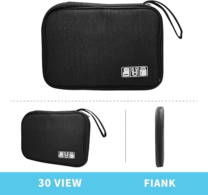 Lcsmaokin Electronics Organizer Travel Case,Electronic Accessories Storage Bag,Portable Waterproof Cable Organizer Bag,with 5 Cable Ties，for Travel,Work-Black