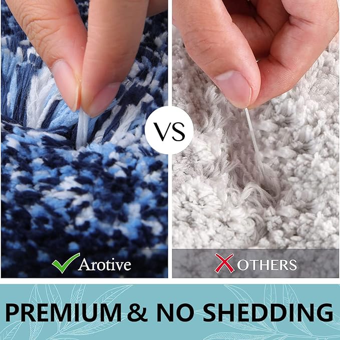 Arotive Microfiber Bathroom Rugs, Shaggy Soft and Absorbent Bath Rug, Non-Slip, Thick Plush Machine Washable Dry Bath Mats for Bathroom, Tub and Shower, 40x32, Blue, Rectangular
