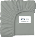 Lane Linen 100% Egyptian Cotton Twin XL Size Fitted Sheet Only (39"x81" + 15") - Elegant Sateen Weave, Ultra Soft, Breathable, Highly Durable, Deep Pockets Upto 17" - Mineral