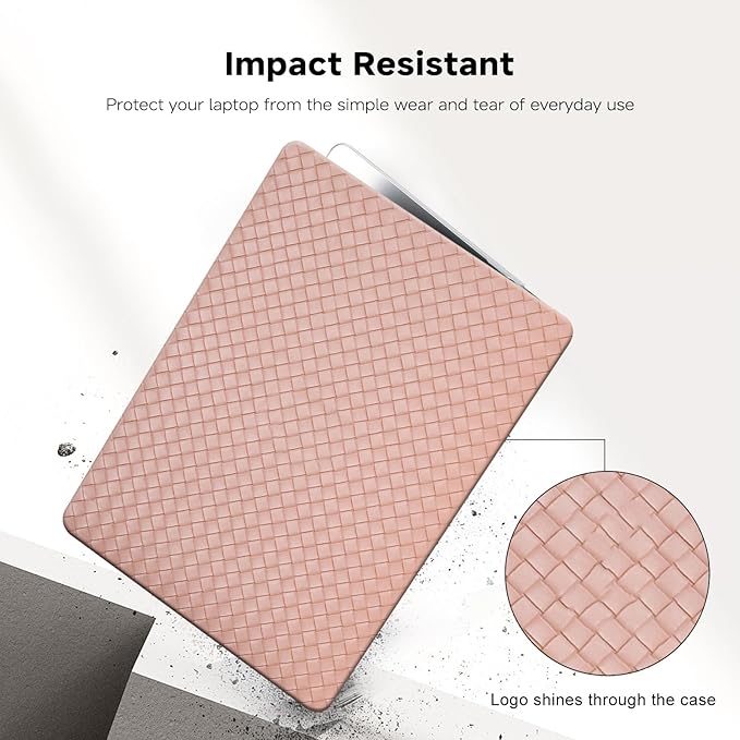 BYCeKe Woven Case Compatible with MacBook Air 13.6 inch 2022-2025 M4 A3240 M3 A3113 M2 A2681,for Mac Air M2 Sturdy Protective Leather Woven Textured Cases&Keyboard Cover for Mac 13 M4 Weave, Boho Pink