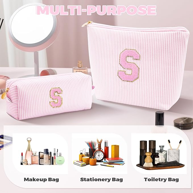 Btffitting Gifts for Girls Teens Kids - Birthday Gift for Daughter Sister Her,Travel Essentials,Teen Girl Essentials,Cute Trendy Stuff Makeup Bag Set Cosmetic Bag - Pink,S