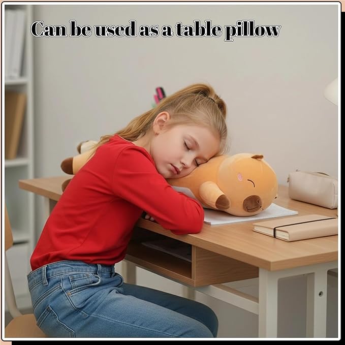Shuoopen Long Capybara Plush Body Pillow Giant Stuffed Animal Soft Kids Sleeping Pillow, Kawaii Cute Capybara Plushies for Girls Boys Birthday (Brown,60cm/23.6inch)