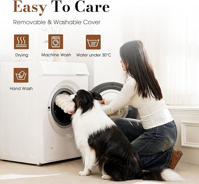 Cozila Dog Beds for Large Sized Dog, Orthopedic Pet Bed with Waterproof Lining, Soft Short Plush Surface & Egg Crate Foam, Machine Washable Pet Bed with Removable Cover & Anti Slip Bottom