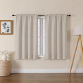 Lecloud Bessie Khaki Short Curtains 45 Inch Length 2 Panels, Faux Linen Light Filtering Curtains with Dual Rod Pocket, Farmhouse Small Window Curtain for Bedroom Living Room, Each 30 W x 45 L