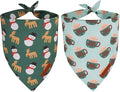 ADOGGYGO Green Christmas Dog Bandana, Snowman Reindeer Mug Pet Scarf, Adjustable Fit Merry Christmas Bandanas for Medium Large Dogs (Large)
