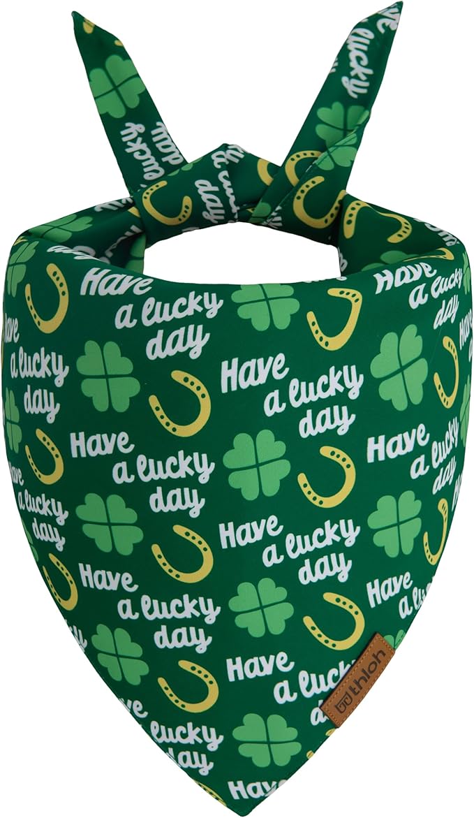 THLOH St. Patrick's Day Dog Bandana - 2 Pack Triangle Shamrock Dog Bandanas, Reversible Lucky Pet Scarf for Boys & Girls, Premium Durable Fabric, Holiday Bandana for Small and Medium Dogs (Small)