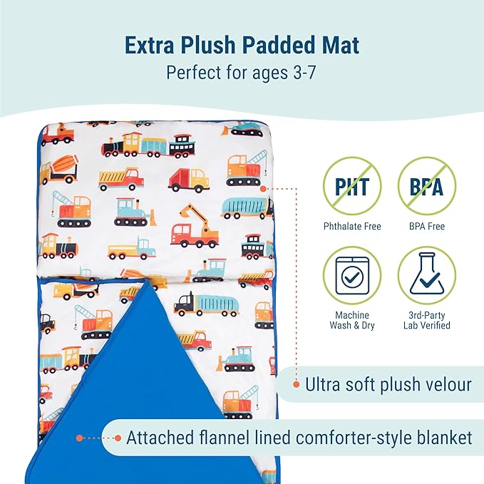 Wildkin Kids Plush Nap Mat – Soft, Cozy, Convenient for Daycare & Preschool