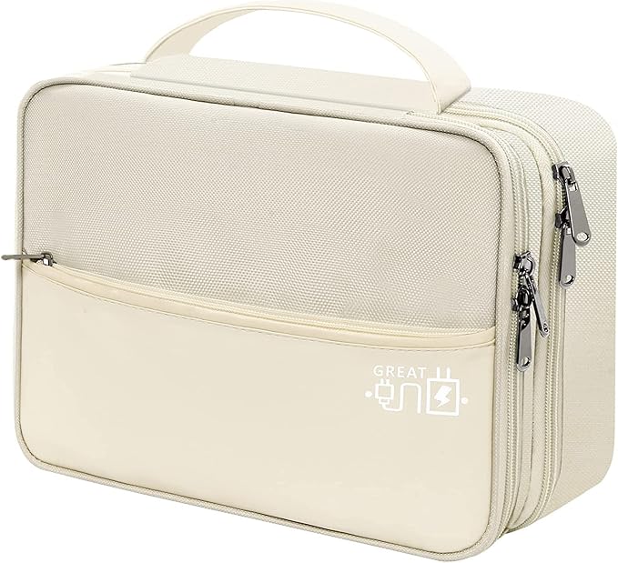 OliviaLiving Electronics Travel Organizer, Double Layer Cable Organizer Bag Waterproof Electronics Accessories Storage Bag for Charger, Phone, Power Bank, Hard Drive, Cord, Tablet