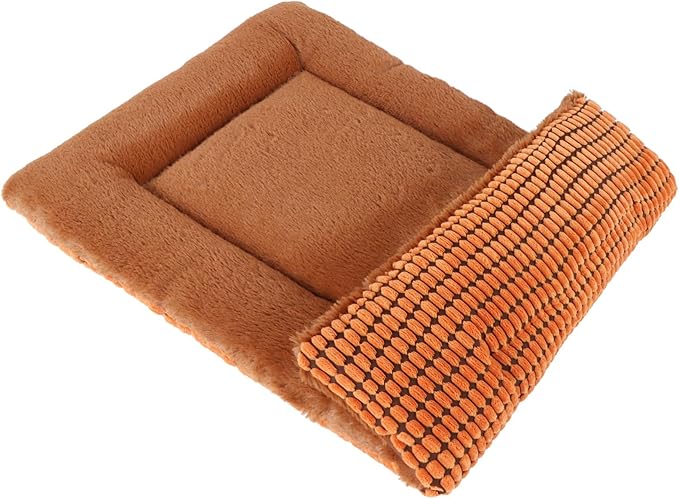 Vetasac Reversible Dog Bed Mat with Plush and Corn Velvet,Soft Warm Pet Cushion, Dual Purpose Washable Sleeping Mattress Bed for Small Medium Large Dog and Cat XB004 (24"x18", Orange)