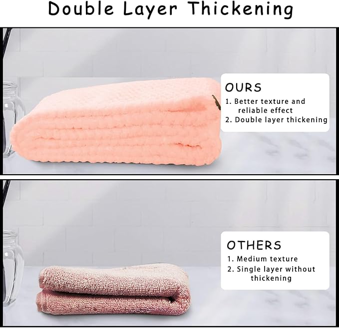 YHPDYL 3 Pack Microfiber Hair Towel Wrap for Women, Fast Drying Hair Turban with Button, Anti-Frizz Large Hair Towel for All Hair Styles, Soft & Absorbent Hair Drying Towel
