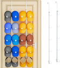 SWTYMIKI Over Door Hat Organizer - 2 Packs Metal Wall Mounted Hat Rack with 5-Tier Dual Hooks Design, Hanging Baseball Cap Organizer Storage Holds up to 40 Caps for Door, Bedroom, Closet(White)