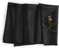 Solino Home Black Linen Napkins Set of 4-100% Pure Linen Cloth Washable Dinner Napkins 20 x 20 Inch for Spring - Fringe