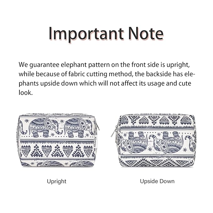 Narwey Cute Makeup Bag Travel Cosmetic Bag Organizer Toiletry Bag Make Up Bags with Compartments for Women Girls (Large, Elephant)