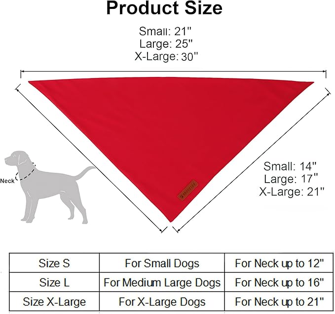 ADOGGYGO 2 Pack Red Green Dog Bandanas, Soft Cotton Solid Color Pet Triangle Scarf, Adjustable DIY Christmas Bandanas for Medium Large Dogs (Large)