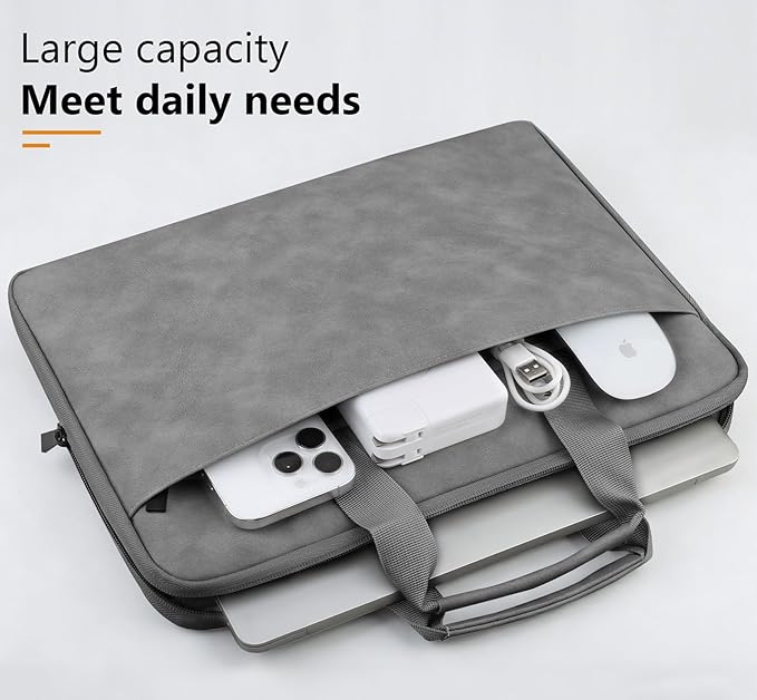 Lacdo 14 Inch Laptop Case Sleeve for HP Lenovo Dell ASUS Chromebook 14, HP Stream 14, Dell Inspiron 14/Latitude 14, Lenovo ThinkPad/IdeaPad 14, ASUS VivoBook 14 Protective Computer Bag, Dark Gray