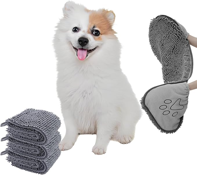 RuiXiangTeng Quick Dry pet Dog Towels,Ultra Absorbent Microfiber, Suitable Dog and cat Bath Towel, Comfortable Hand Pockets, Indoor Outdoor Use,Durable Material,Machine Washable (24.4 * 9.8in)