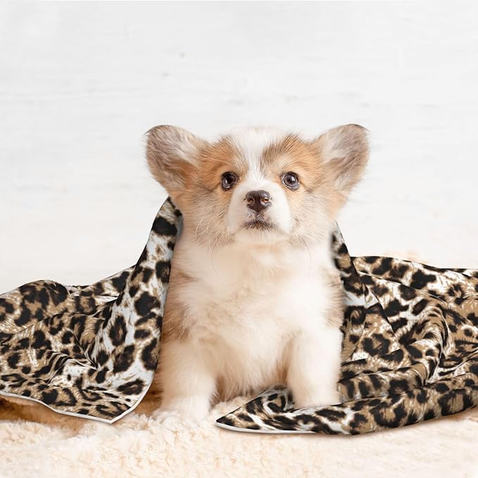 ENSFTF Pet Blanket,Warming Ultra Soft Warming Mat for Indoor Pet Beds & Furniture Reversible Blanket Machine Washable 27.6 * 19.7Inch,Leopard Print