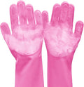 Yintoper Pet Grooming Gloves, Dog Bathing Gloves with High-Density Teeth, Heat Resistant Silicone Cat Hair Remover with Enhanced Five Finger Design, Bathing and Massaging for Dogs and Cats (Pink)