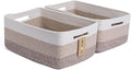 MiniArk Large Storage Baskets for Shelves, Closet Organizers Bins for Clothes Blanket Towels, Baby Nursery, Toy Baskets Box, Woven Rope Baskets, 17 x 13 x 7.5”, 2 Packs Gradient Brown