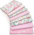 Aubliss 8pcs Fat Quarter Fabric Bundles (100% Cotton - 20'' x 20'') Quilting Cotton Craft Fabric Pre-Cut Squares Sheets for Patchwork Sewing Quilting Crafting(Rose)