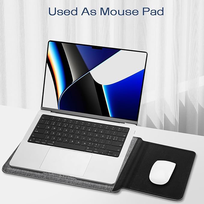 Fintie Sleeve Case for MacBook Air 13.6 A3240 A3113 A2681, Pro 14 A3434 A3401 A3185 A3112 A2992 A2918 A2779 A2442, MacBook Pro/Air 13 - PU Leather Slim Bag Cover with Stand Feature (Gray/Black)