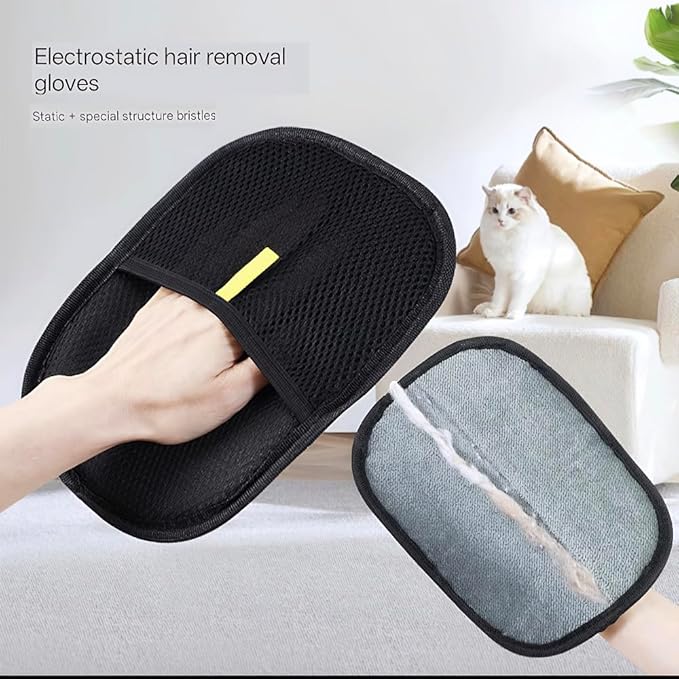 1 Pcs Reusable Double Sided Cat Dog Electrostatic Hair Remover Grooming Glove Tool,Dog and Cat Hair Remover Electrostatic Gloves, Clothes, Car, Carpet, Bed, Furniture