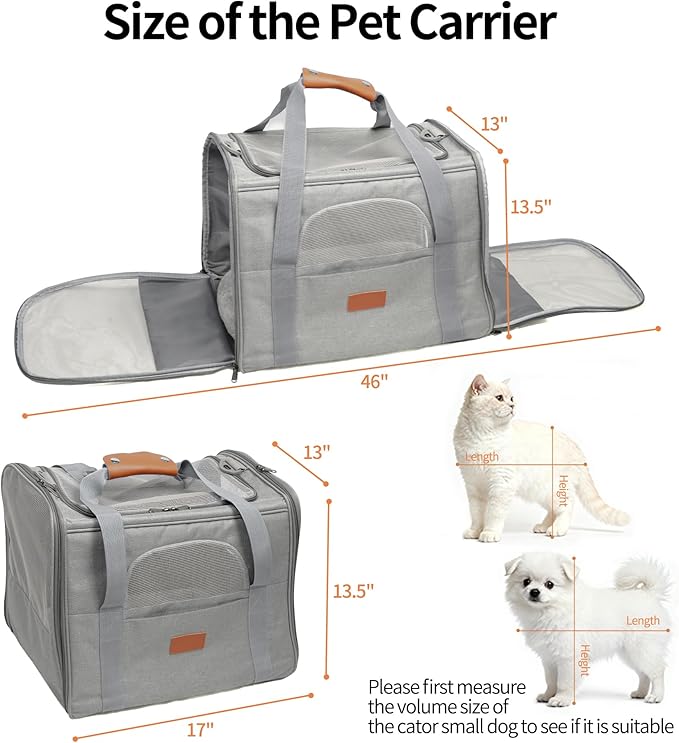 Pet Carrier,Cat Carrier,Soft-Sided Small Dog Carrier with Cushion Breathable Mesh Windows Easy Go for Travel,Outdoor,Camping or Daily Use