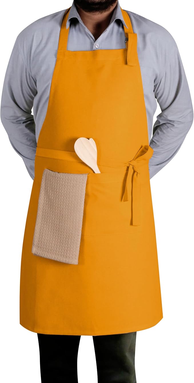 Native Fab Kitchen Apron 2 Pack - 100% Cotton Adjustable, Durable Apron with Pockets, Perfect for Cooking, Baking, Grilling