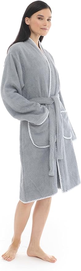 Seritaine Robes for Women, 100% Turkish Cotton Womens Robe, Luxury, Terry Cloth Long Spa Bathrobe