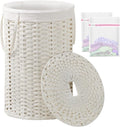 SETVSON Large Laundry Hamper Laundry Basket Round 34.3 Gal (130 L) Handwoven Wicker Laundry Baskets Rattan Laundry Basket with Laundry Bag Handles 2 Mesh Bags for Living Room Bedroom White