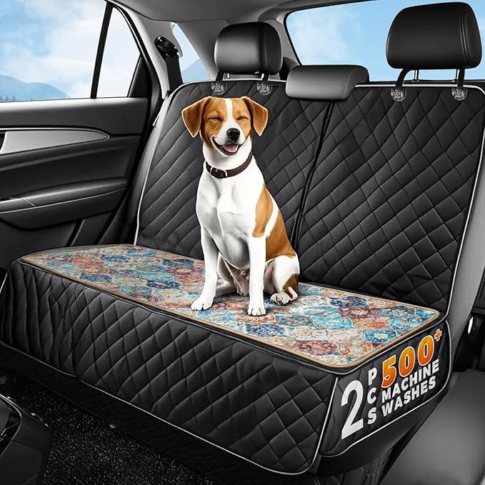 Hompet 2 Pack Waterproof & Absorbent Dog Car Seat Cover Mat, Fits Most Dog Car Hammocks, Washable Reusable Backseat Protector Pad, Quick Dry Leak-Proof Non-Slip Pet Travel Mat for Cars, 24.8"x54"