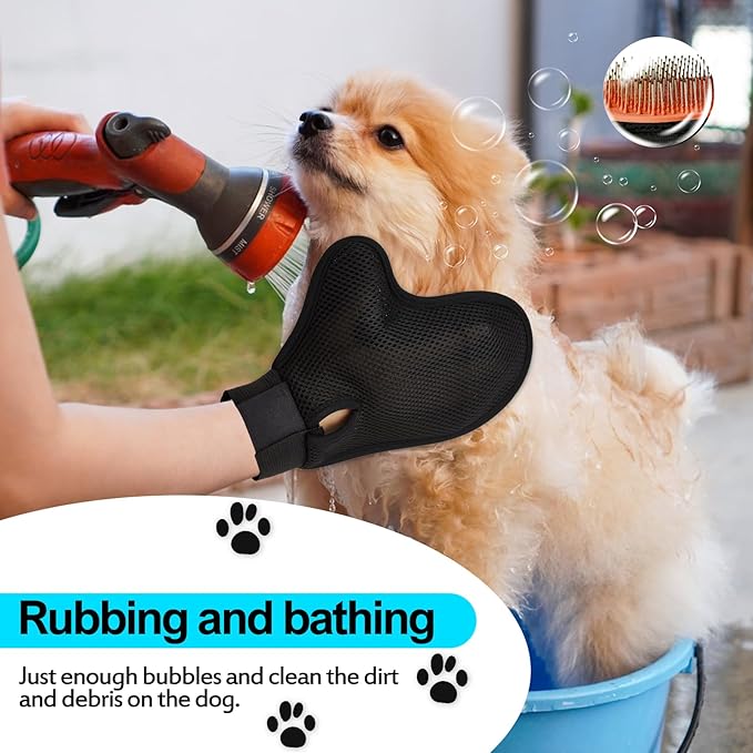 Beenefits 2025 Pet Grooming Glove with Tipped Pin Brush,Special Design Deshedding Glove, Perfect Petting Tool for Sensitive Dogs & Cats with Long & Medium Fur, Massage Mitt - Right-Hand - Orange