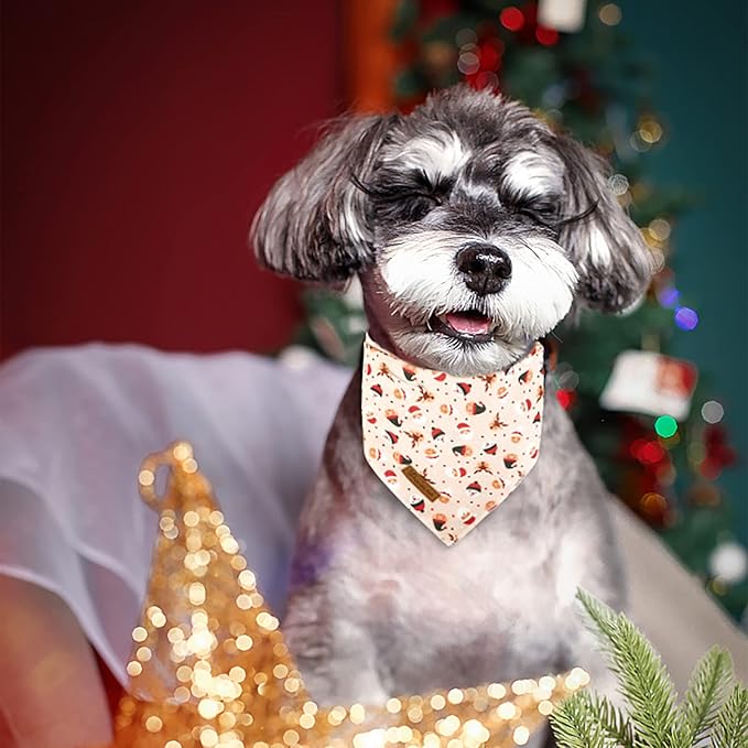 UP URARA PUP Christmas Dog Bandana, Christmas Triangle Bid Scarf with Cute Snowman, Cotton Pet Kerchief for Girl Boy Dogs or Cats, Adjustable Winter Dog Bandana for Small Medium Dogs
