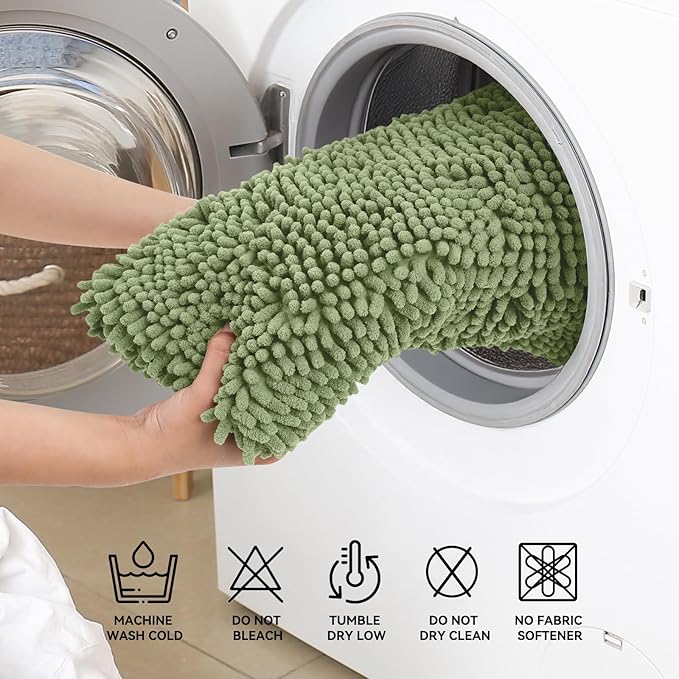 Bcoimo 70"×24" Absorbent Bath Mat, Non-Slip with Backing Chenille Bath Rug and Machine Washable Bathroom Mat Quick-Dry Design. Ideal for Bathroom and Tub Areas