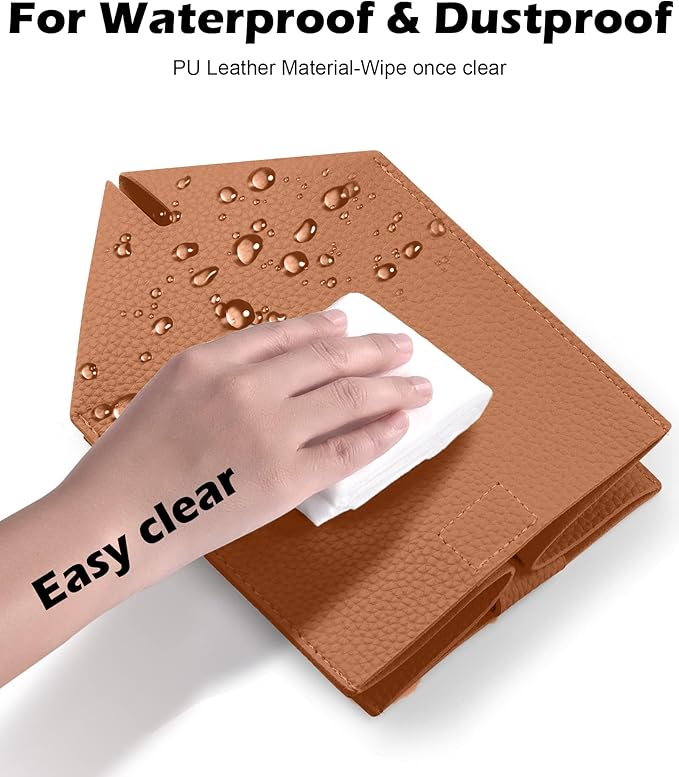 Tclouda Tissue Box Cover for PU Leather, Modern Simple Solid Color Holder Square Tissue Bag, Ideal for Bathrooms,Office,Car,Nightstand,Outdoor Tent,Dining Table,5"X5"X5", Single Camel