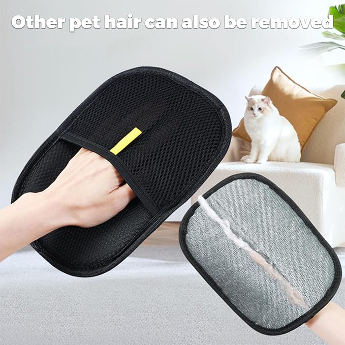 4pcs Pet Hair Remover Glove, Pet Hair Removal Tool, 2025 Electrostatic Pet Hair Removal Gloves for Dogs and Cats,for Pet Hair, for Couch, Clothes, Car, Carpet, Bed, Furniture(Black and pink)